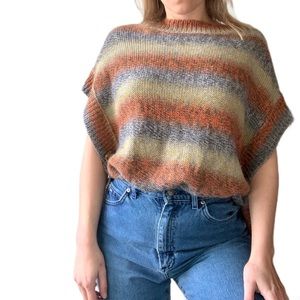 The Limited Striped Wool Blend Poncho Sweater